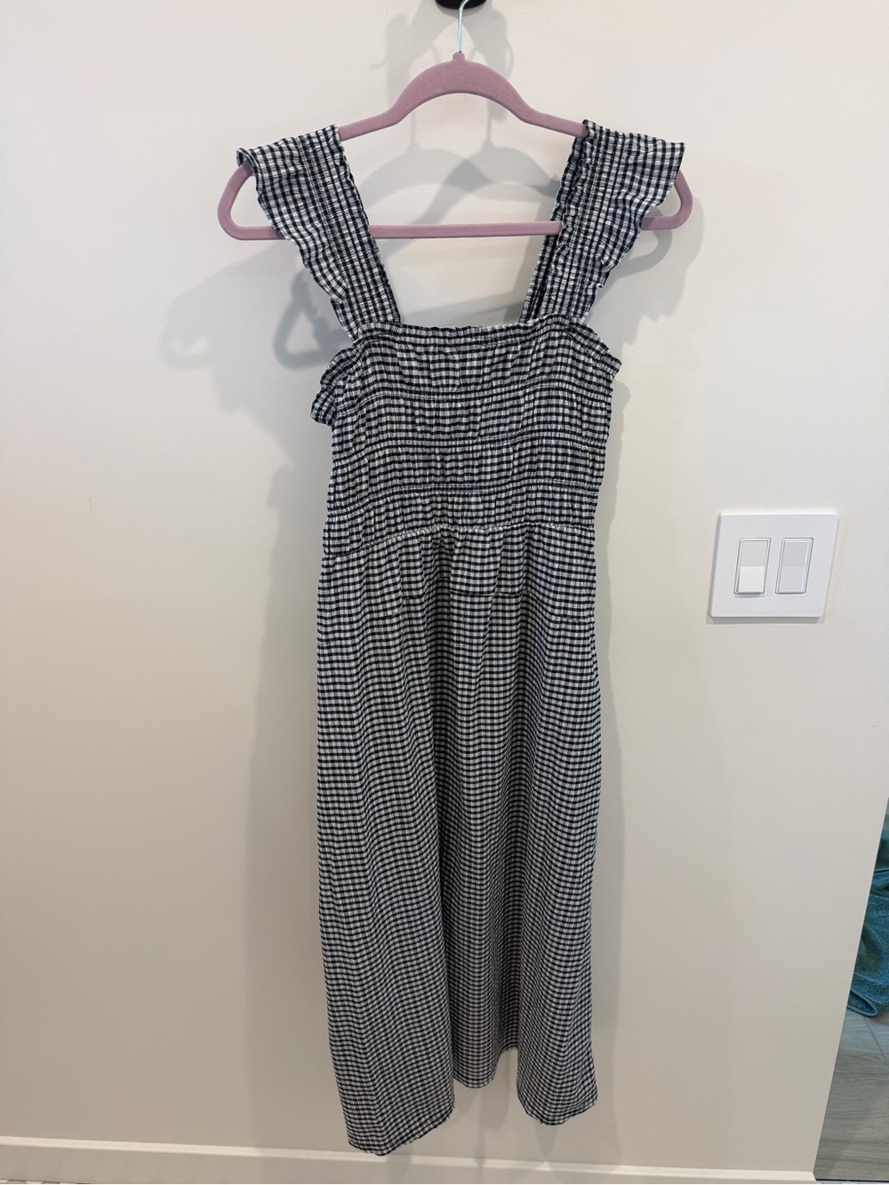 Old Navy Black & White Gingham Midi Dress
